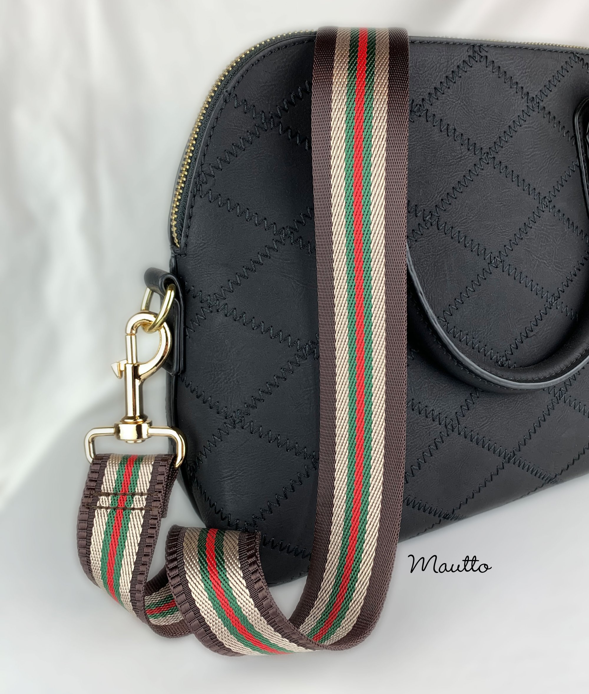 Brown-Tan-Green-Red Strap for Bags - 1.5 Wide Nylon - Adjustable Length -  Dog Leash Style #19 Hooks, Replacement Purse Straps & Handbag Accessories  - Leather, Chain & more