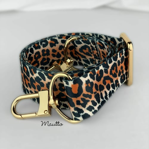 Image of Light Leopard Pattern Strap - 1.5" Wide Nylon - Adjustable Length - U Shape Style #16XLG Hooks