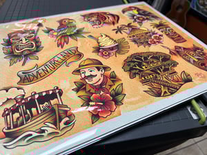 Image of Adventureland Inspired Traditional Tattoo Flash Sheet: ADV-01 11x14