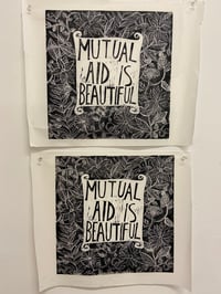 Image 2 of Mutual Aid is Beautiful linocut print