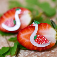 Image 1 of Saffi the Strawberry swan - stud earrings 