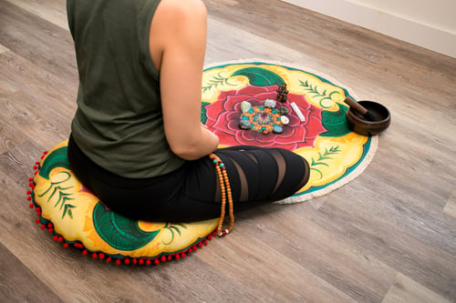 Image of " Grounded and confident" - Mehndi Rose Meditation Cushion