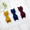 SET OF 3 Bows Mustard/Navy/Burgundy - Choice of Headbands or Clips