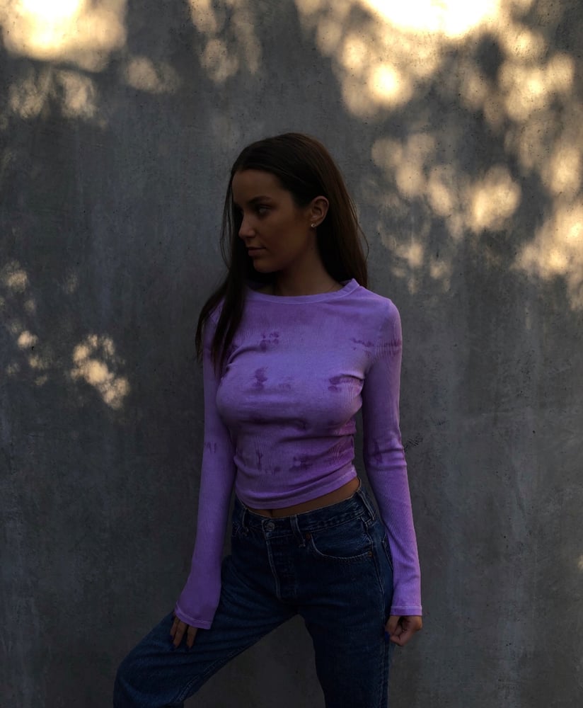 Image of Two-tone Lilac Ribbed Long Sleeve