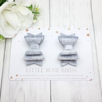 Image 2 of Silver Grey Velvet Pigtail Bows