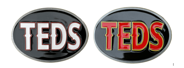 "TEDS" Belt Buckle  RED - DISCONTINUED NOW HALF PRICE!