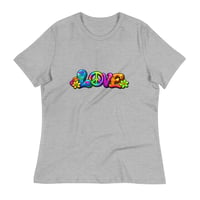 Image 9 of Women's Relaxed T-Shirt, Love, Peace and Flowers Hippie Flower Power Tee