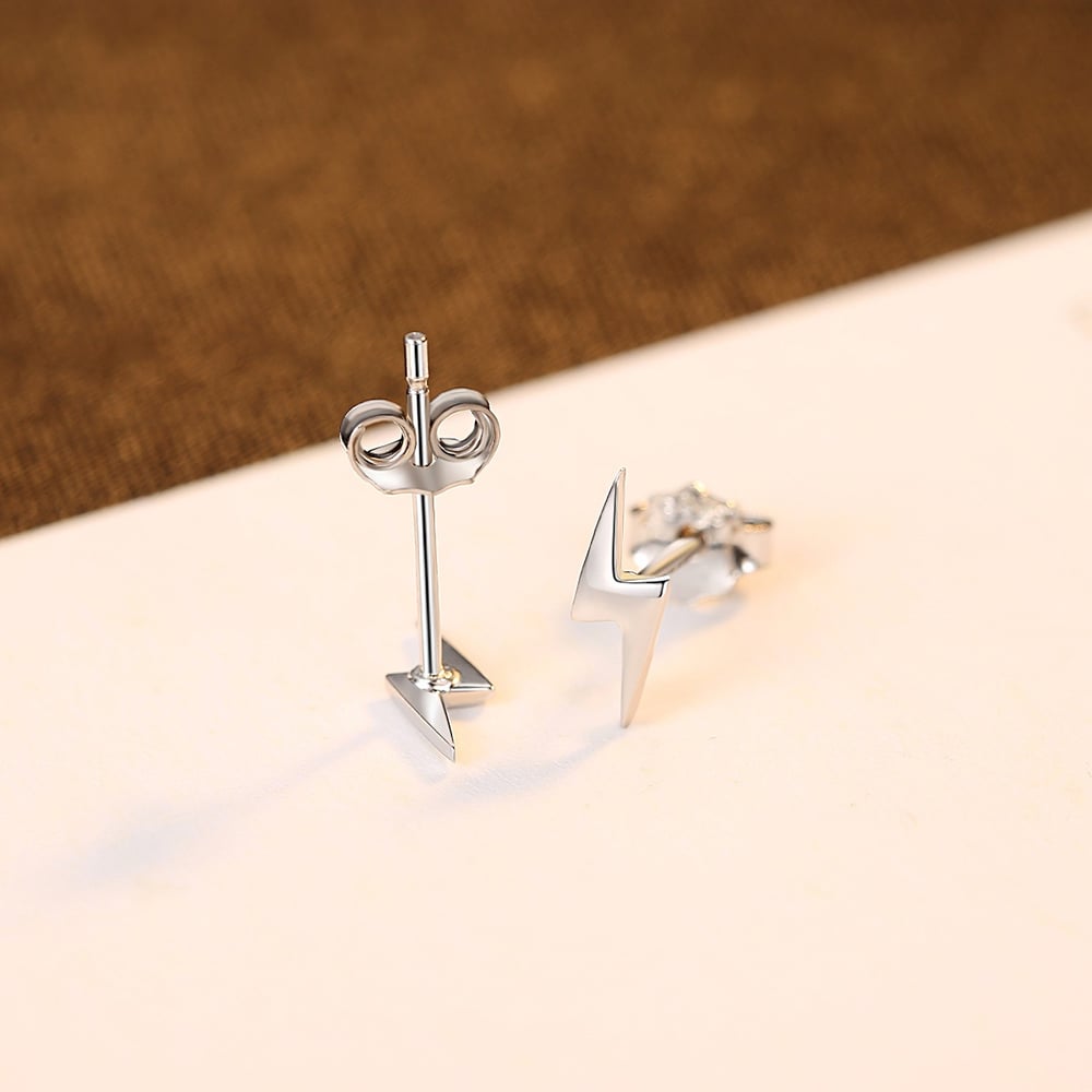 Lightning Bolt Stud Earrings (925 Silver)