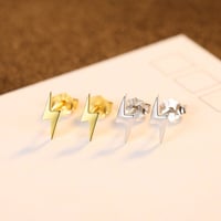 Image 3 of Lightning Bolt Stud Earrings (925 Silver)