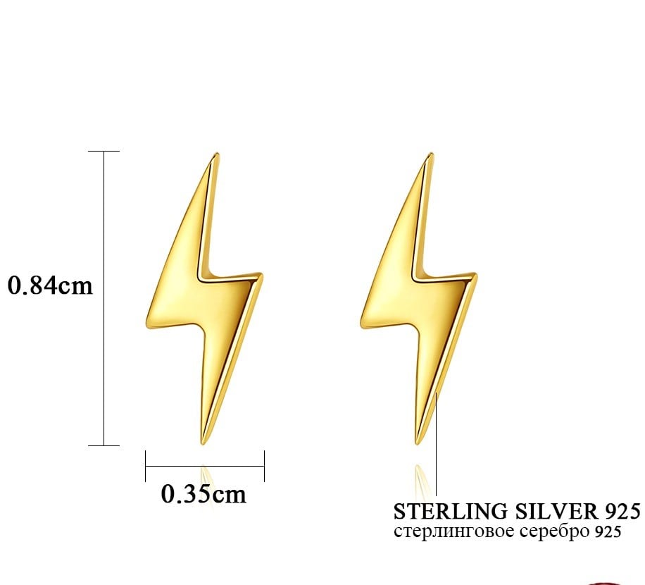 Lightning Bolt Stud Earrings (925 Silver)