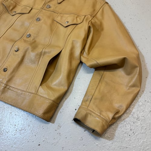 Image of 2000s Leather Trucker Jacket, Size Large