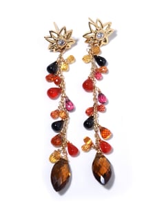 Image of 18k Diamond Flower Stone Drop Earrings