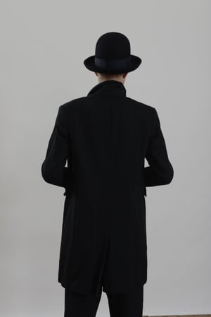 Image of Plangeur Coat Long in Navy Cotton Herringbone £455.00