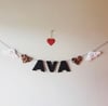 Personalised Felt Name Garland - Black Filled In Letters