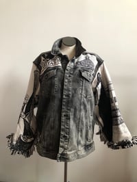 Image 10 of Upcycled “Saints” denim tapestry jacket