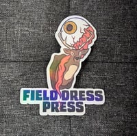 Image 1 of "FIELD DRESS PRESS" logo holographic vinyl sticker