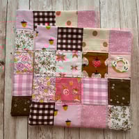 Image 3 of "Pink & Brown” Shorter/Wider Patchwork Quilted Book Sleeve