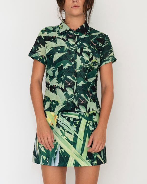Image of Toni Shirt in Green Multi <s>$200</s> 