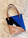 COLLAGE LEATHER TOTE - BLUE/ONE OF A KIND 