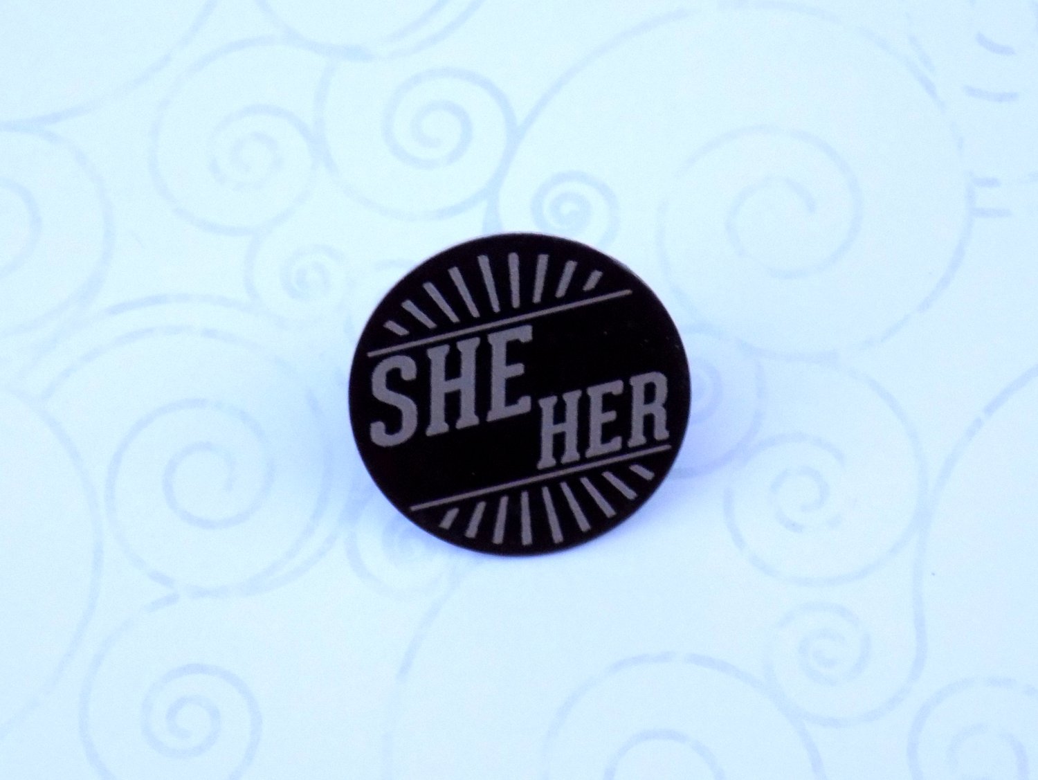 She/Her Art Deco Pronoun Pin (Pay What You Can)
