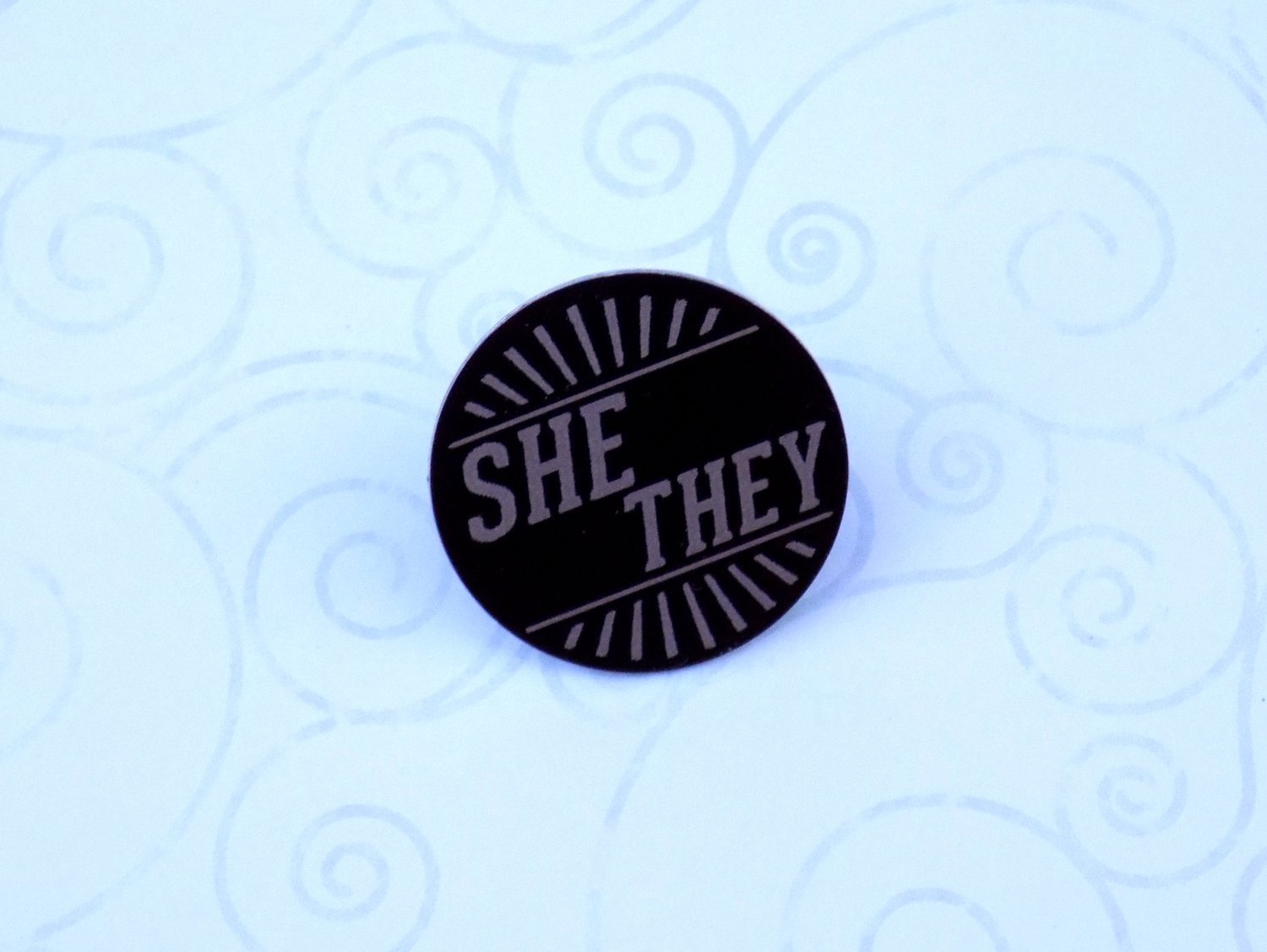 She/They Art Deco Pronoun Pin (Pay What You Can)