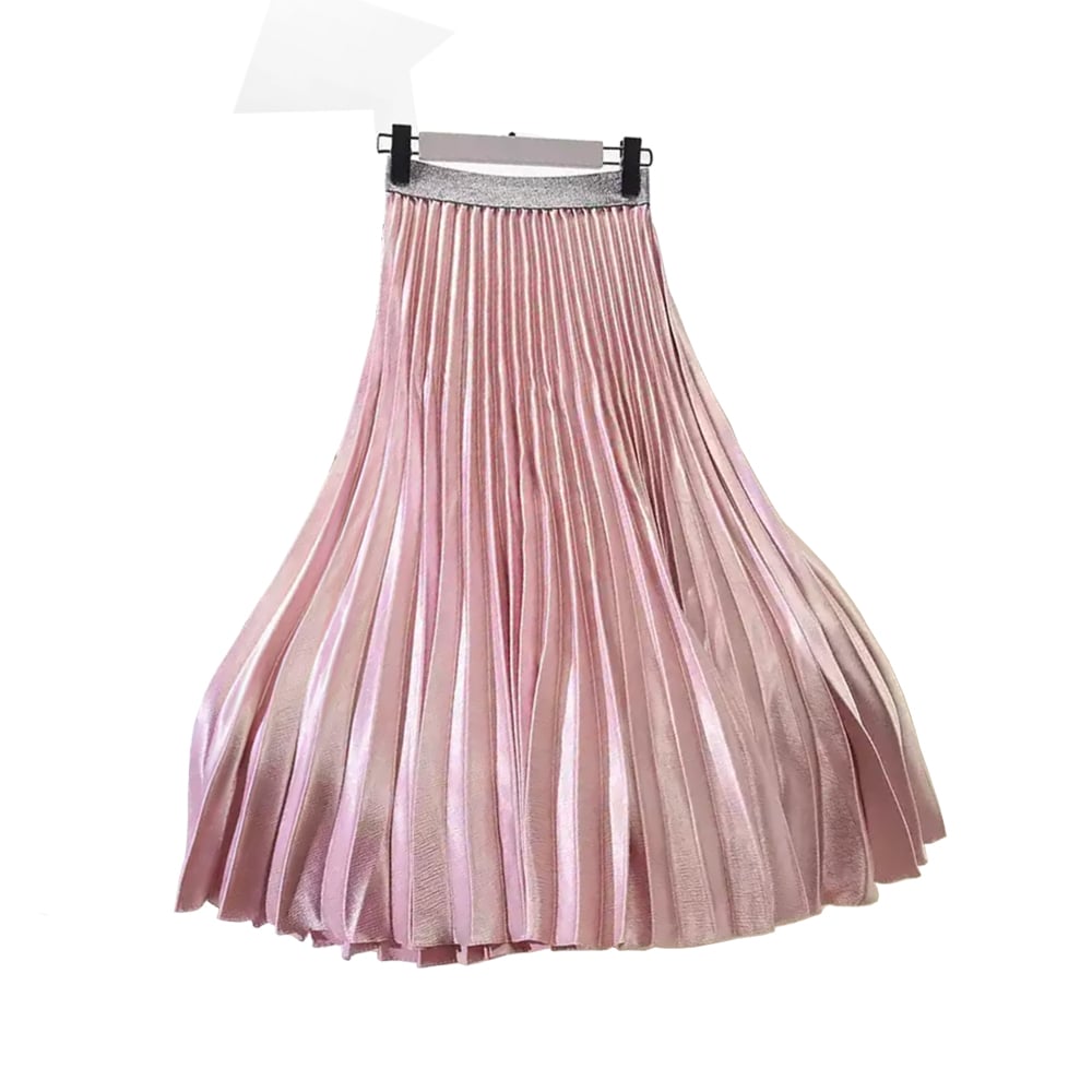 pink navy pleated skirt