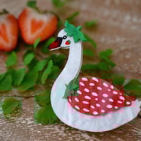 Image 1 of Saffi the Strawberry Swan brooch 