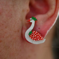 Image 2 of Saffi the Strawberry swan - stud earrings 