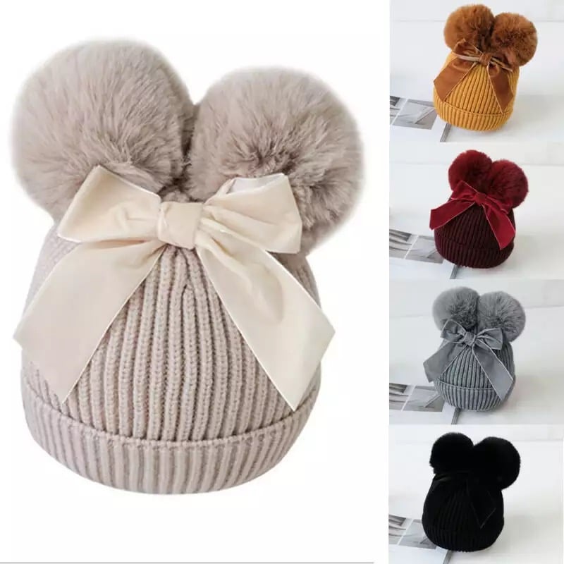 pom pom bow hat