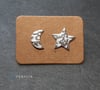 Moon and star stud earrings