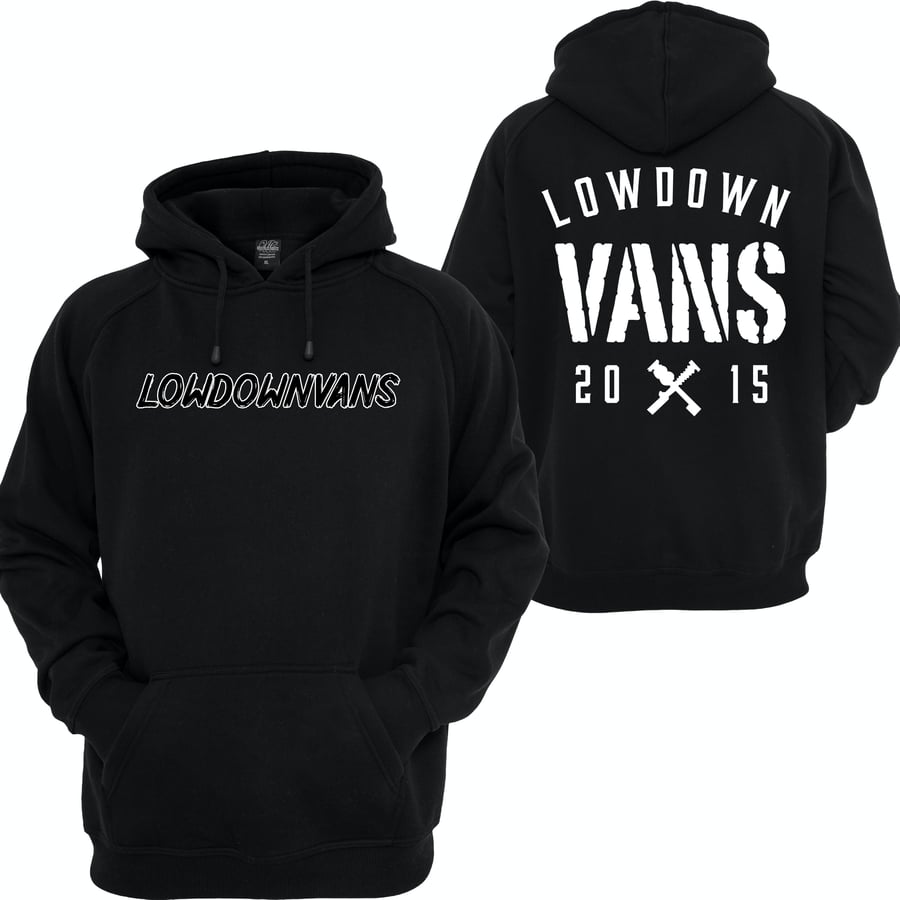 Image of Ldv hoodie with outline writing with OG logo on the back