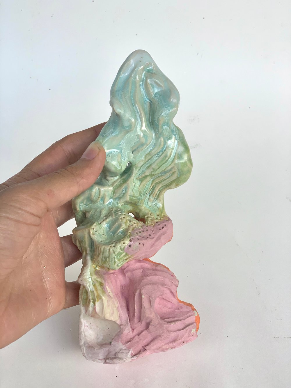Image of Ceramic Sculpture- Sea green/Orange
