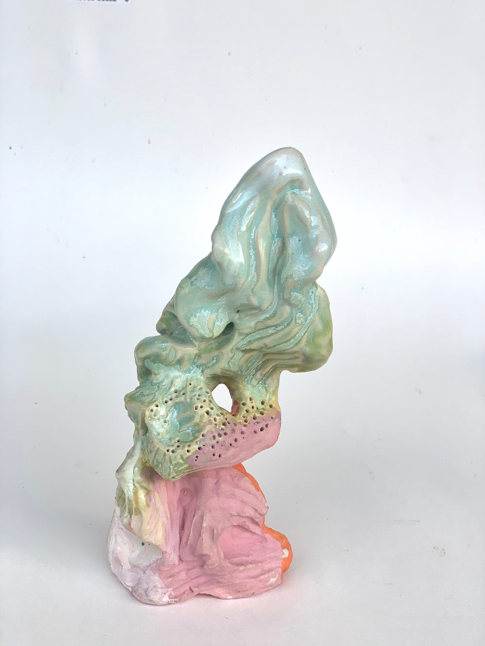 Image of Ceramic Sculpture- Sea green/Orange