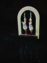 Image 2 of ‘Wise Fool’ Drop Earrings. 