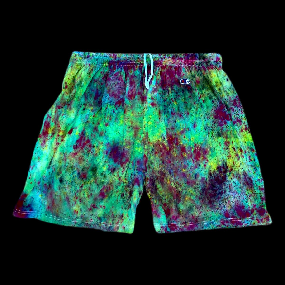 Custom Hand Dyed Champion Shorts! Purple/Green!!