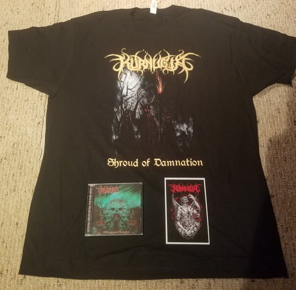 Image of Shroud of Damnation 7" Artwork T-Shirt/ CD Bundle