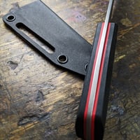 Image 3 of Pesh-Kabz Backpacker - Cherry Red liners and Double Black Canvas Micarta Scales