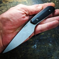 Image 5 of Pesh-Kabz Backpacker - Cherry Red liners and Double Black Canvas Micarta Scales