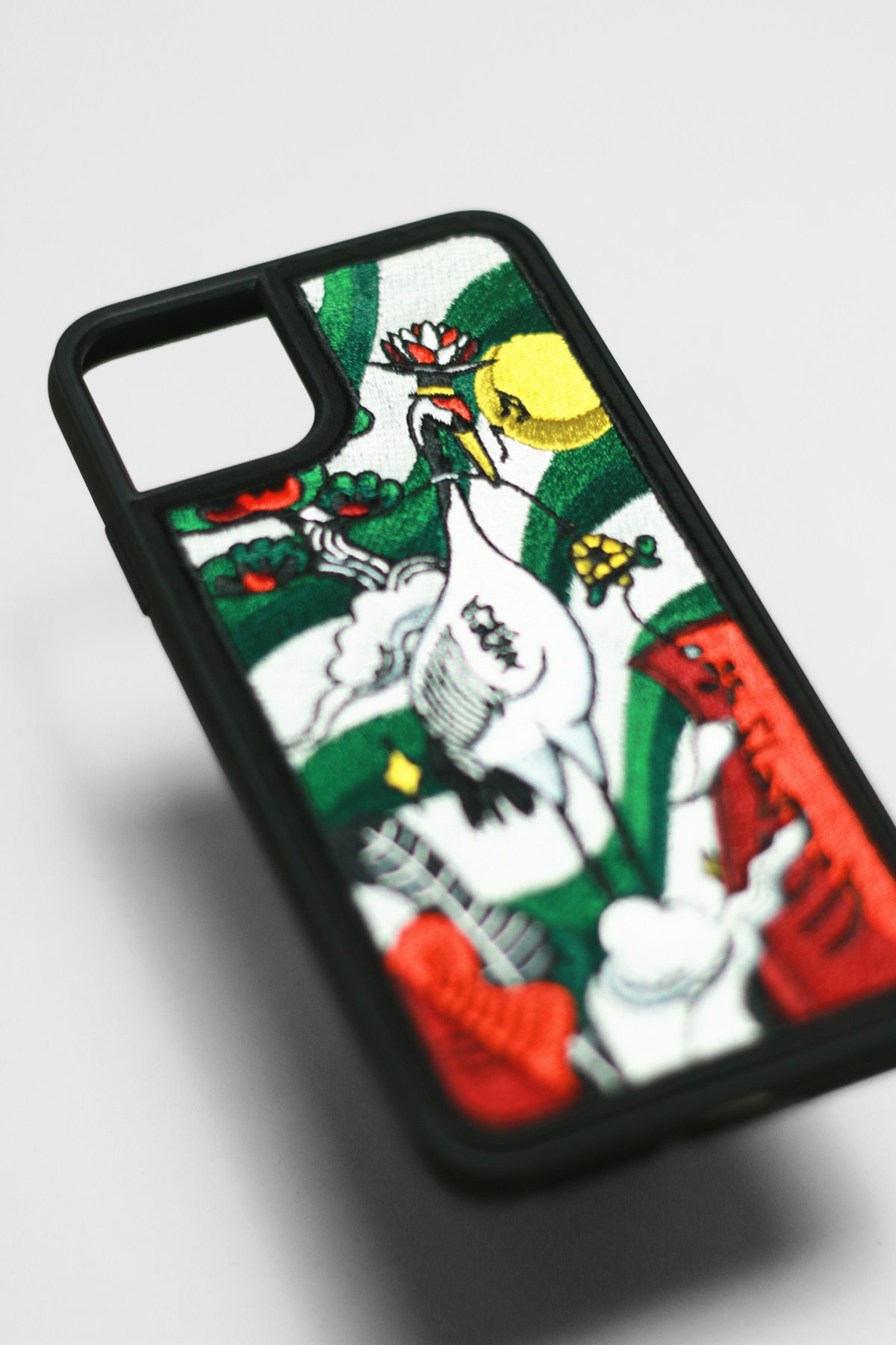 Graphic Embroidery Tee - Humming Crane Embroidered iPhone Case
