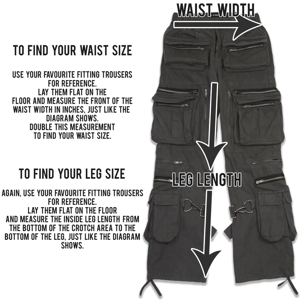 Size Chart - Front Pocket Cargo Pants –