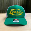 Lincoln Oval Trucker hat (yellow oval on green and white )
