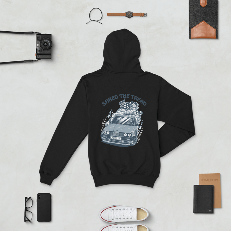Champion Hoodie Shred the Tread E30 BMW Blake's Garage Image 3
