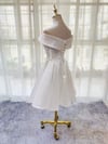 Beautiful White Satin Short Prom Dress, White Graduation Dress