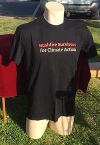 T-Shirt "Bushfire Survivors for Climate Action" (Black, Organic)