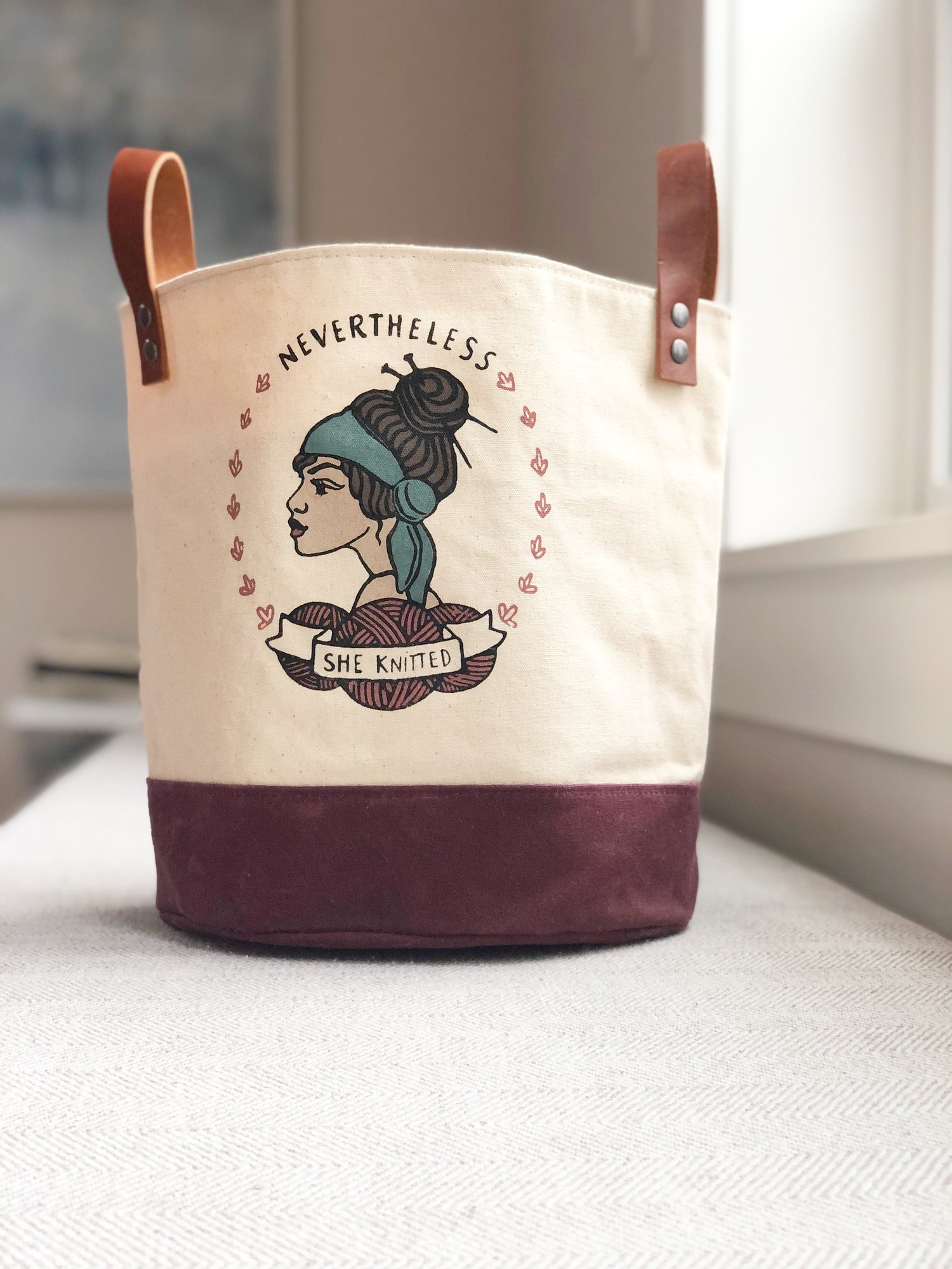 Image of Nevertheless She Knitted Bucket Bag