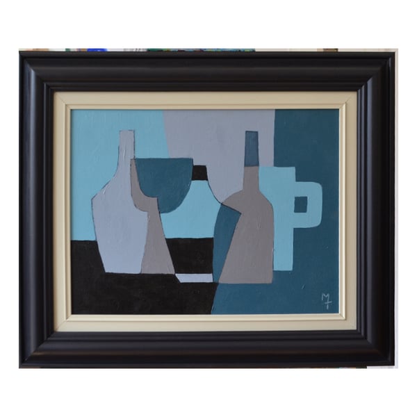 Image of Contemporary Painting, 'Still Life in Blue,' Marc Taylor.