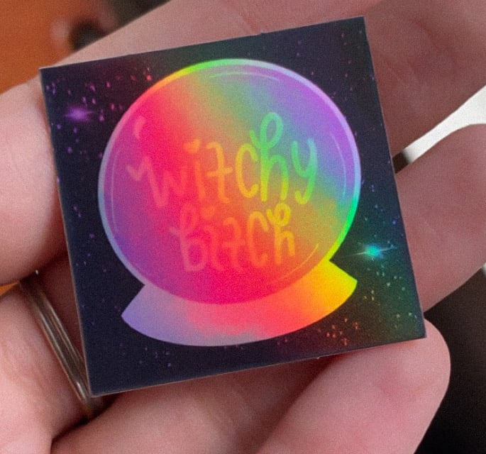 witchy bitch holographic stickers 