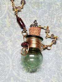 Image 1 of Handmade Garnet and Labradorite Embellished Bottle Necklace 