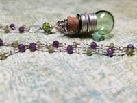 Image 4 of Keepsake Bottle with Aventurine on an Amethyst  and Peridot Chain