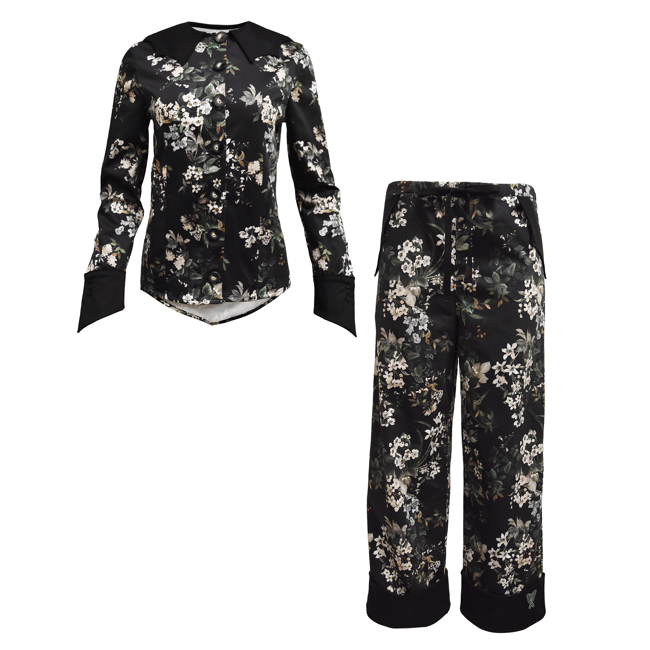 Bat Pajama Set - Moonless Night Floral
